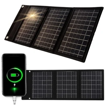 Nešiojama saulės baterija 20W, sulankstomas USB įkroviklis stovyklavimui