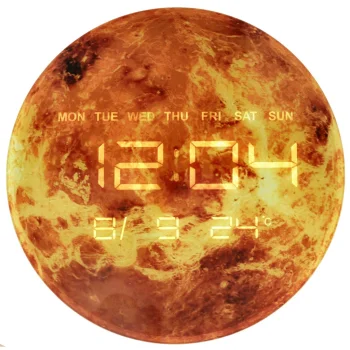 Mars sieninis laikrodis su LED ekranu, 32 cm, oranžinis