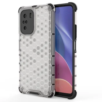 Dėklas Xiaomi Poco F3 / Redmi K40 / K40 Pro / K40 Pro+, Honeycomb, skaidrus