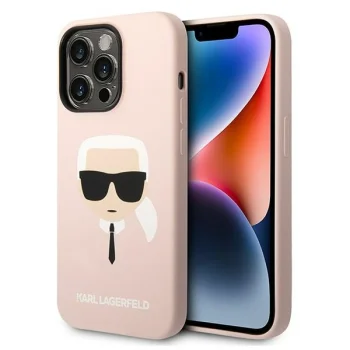 Karl Lagerfeld Silicone Karl Head dėklas iPhone 14 Pro Max, rožinis