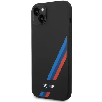 BMW Silicone Slanted Stripes dėklas iPhone 14 Plus / 15 Plus, juodas