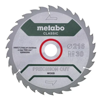Metabo PrecisionCutClassic wood saw blade 216 x 30 mm, 30 teeth
