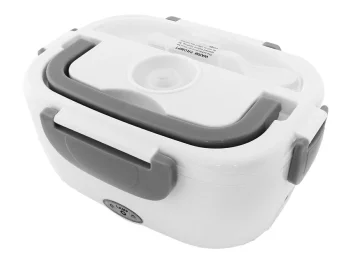 Electric Heated Lunch Box 1.1 L, White and Grey