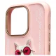 Nimmy Glasses Cool Cat dėklas iPhone 16 Pro telefonui, rožinis