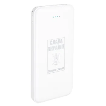 Išorinė baterija 10000 mAh, USB Type-C, 2x USB, balta