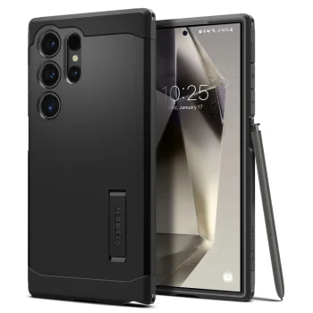 Apsauginis dėklas Spigen Tough Armor, skirtas Samsung Galaxy S24 Ultra, juodas