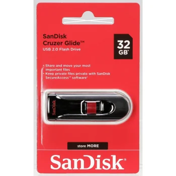 USB atmintinė SanDisk Cruzer Glide 32 GB USB 2.0 SDCZ60-032G-B35, juoda / raudona