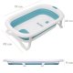 Nicekids Foldable Silicone Baby Bath Tub with Cushion, Blue