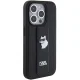 Karl Lagerfeld Gripstand Saffiano Choupette Pins dėklas iPhone 15 Pro Max, juodas