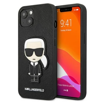 Karl Lagerfeld Saffiano Ikonik dėklas, skirtas iPhone 13 mini, juodas