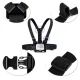 Adjustable sports camera chest harness - black