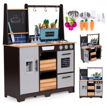 Didelė medinė vaikiška virtuvėlė Ecotoys TL40030 su priedais
