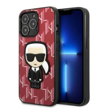 Karl Lagerfeld Monogram Ikonik Patch dėklas, skirtas iPhone 13 Pro / 13, raudonas