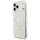 „Guess“ IML Flowers Allover MagSafe dėklas iPhone 18 Pro Max / 17 Pro Max su perlų dirželiu, baltas