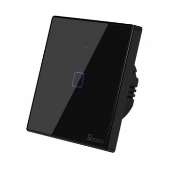Išmanusis jutiklinis šviesos jungiklis Sonoff TX T3EU1C, 1-Gang, Wi-Fi, RF, juodas