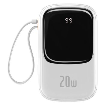 "Baseus Qpow PRO" išorinė baterija su laidu, 20000mAh, 20W, balta