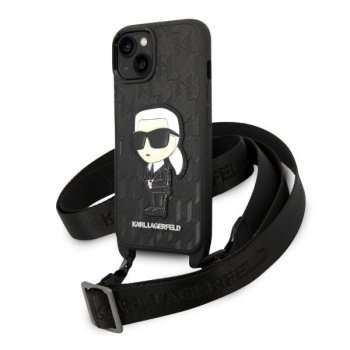 Karl Lagerfeld Monogram Ikonik Patch Case for iPhone 14, Black