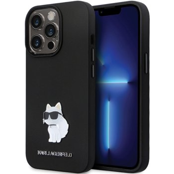 Karl Lagerfeld dėklas iPhone 13 / 13 Pro Silicone Choupette Metal Pin, juodas