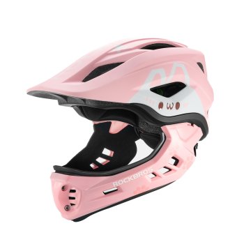 Rockbros TT-32002 Rabbit vaikiškas šalmas su nuimama smakro apsauga, M (54-58cm), rožinis