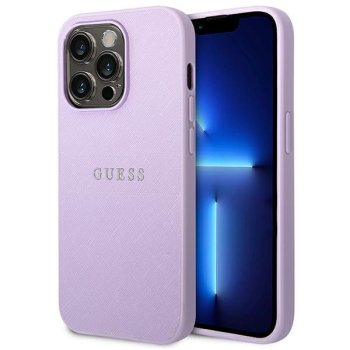 Guess Saffiano Strap dėklas skirtas iPhone 14 Pro, violetinis