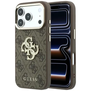 Guess 4G & Big Resin Logo dėklas, skirtas iPhone 17 Pro Max / 18 Pro Max, rudas