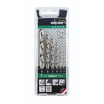 Metalo grąžtų komplektas Alpen HSS-Eco TM 6, 2–8 mm, 6 vnt.