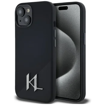 Karl Lagerfeld dėklas iPhone 15 telefonui, juodas