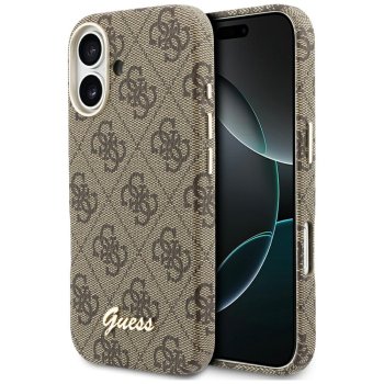 Guess 4G Script MagSafe dėklas iPhone 17 telefonui, rudas