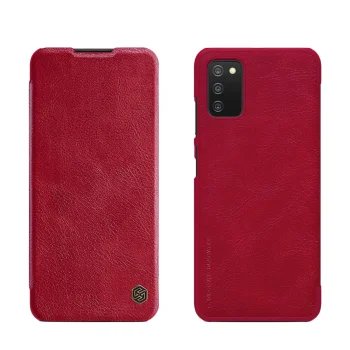 Atverčiamasis dėklas Nillkin Qin telefonui Samsung Galaxy A03s, raudonas