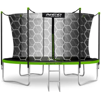 Sodo batutas 12Ft 374 cm su vidiniu tinklu ir kopėtėlėmis Neo-Sport