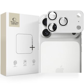 Tech-Protect Camfull Fit+ kameros apsauginis stiklas iPhone 17 Pro, sidabrinis