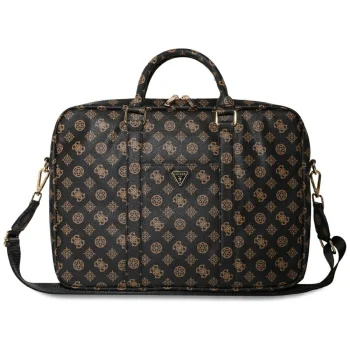 Guess 4G Peony Front Pocket Triangle Logo nešiojamojo kompiuterio krepšys 16", juodas