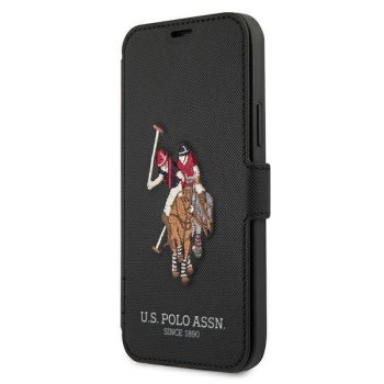 Apple iPhone 12 mini 5.4" US Polo Embroidery Collection Book Case Cover (USFLBKP12SPUGFLBK), Black