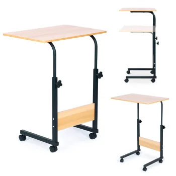 Mobile laptop table with adjustable height and wheels, ModernHome, brown