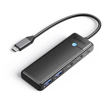 Orico PAPW2AC-C3 USB-C šakotuvas, 2x USB-A 3.0, 2x USB-C, juodas