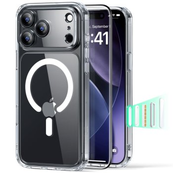 ESR Classic Hybrid MagSafe Case + Tempered Glass Set for iPhone 17 Pro Max, Clear