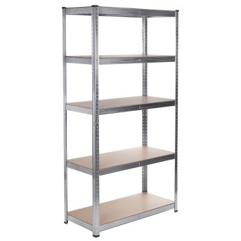 GreenBlue GB378 Metal Storage Shelving Unit, 5 Shelves, 180x90x40cm, Galvanized