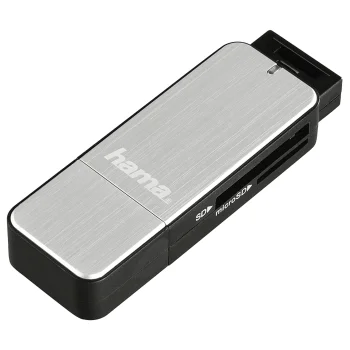 Hama 123900 USB 3.0 kortelių skaitytuvas SD ir microSD, juodas/sidabrinis