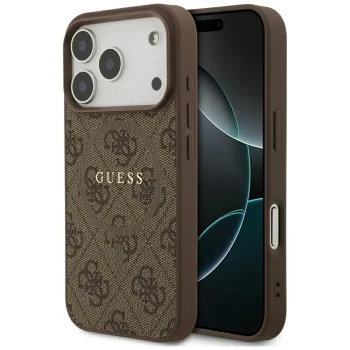 Guess 4G Ring Classic Logo MagSafe dėklas iPhone 17 Pro, rudas