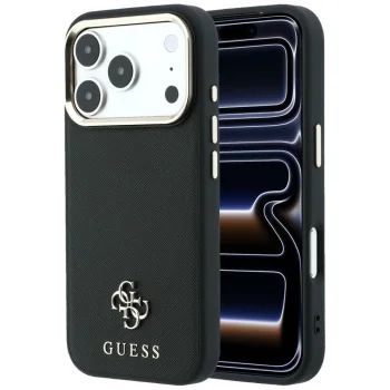 Dėklas Guess Saffiano Small 4G MagSafe skirtas iPhone 17 / 18 Pro Max, juodas