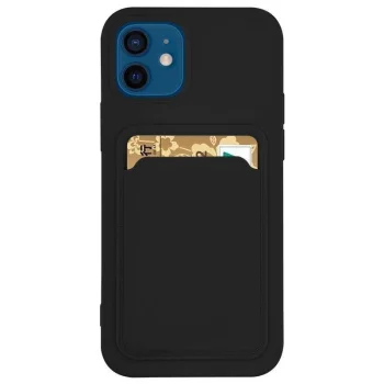 Silikoninis dėklas su kortelių kišene Samsung Galaxy S22+ (S22 Plus), juodas