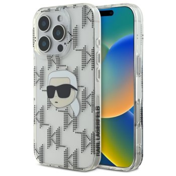 Apple iPhone 16 Pro Max 6.9'' Karl Lagerfeld IML Karl Head Electroplated Cover Case, Clear