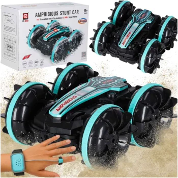 Amfibinė RC mašina su valdymu gestais 4x4 360°, juoda/turkio