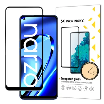 Tempered Glass Screen Protector for Realme Narzo 50A Wozinsky Full Glue 9H Black Frame