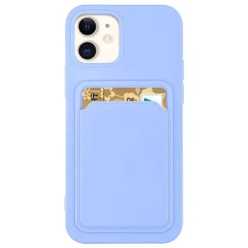 Silikoninis dėklas su kortelių skyreliu telefonui Samsung Galaxy A72 4G, violetinis