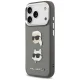 Karl Lagerfeld Grained Karl & Choupette Heads Pins dėklas iPhone 17 Pro, pilkas