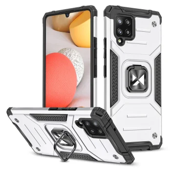 Wozinsky Ring Armor dėklas telefonui Samsung Galaxy A42 5G su žiedu ir stovu, sidabrinis