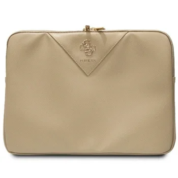 Guess ZIP Leather Triangle 14" nešiojamojo kompiuterio dėklas, auksinis