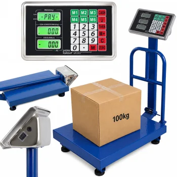 Elektroninės platforminės svarstyklės su atrama, 100 kg, LCD, mėlynos