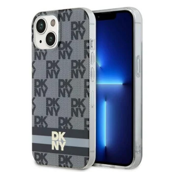 DKNY dėklas iPhone 15 / 14 / 13 IML Checkered Mono Pattern MagSafe, juodas
